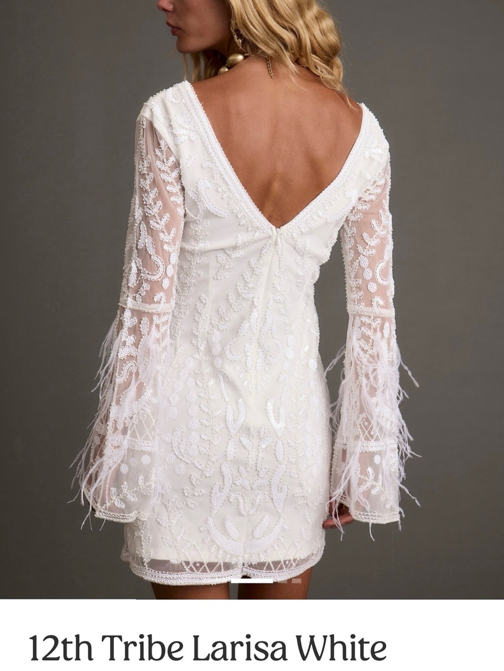 12th Tribe Larisa White Sequin Dress, Size M - Picture 2 of 7
